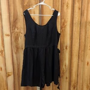 Modcloth Black Sleeveless Lightweight Romper with fabric tie belt